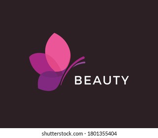 Colorful butterfly logo. Overlay transparent sheets style.