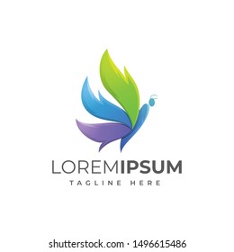 Colorful butterfly logo template vector