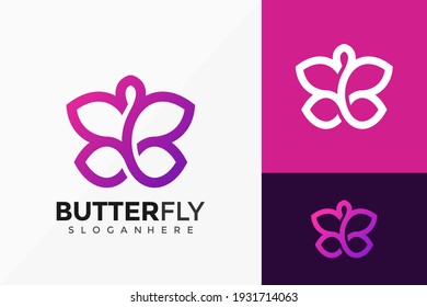 Colorful Butterfly Logo Vector Design. Abstract emblem, designs concept, logos, logotype element for template.