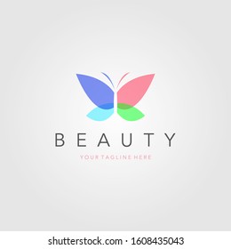 Colorful butterfly logo vector illustration. Overlay transparent sheets style.