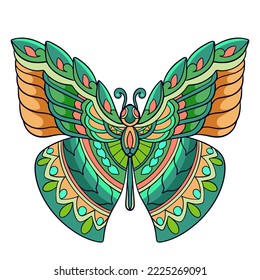 Colorful butterfly Mandala arts isolated on white background.