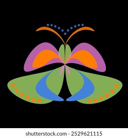 Colorful Butterfly. Multicolored abstract butterfly logo. Vector Mixed media. Vector illustration