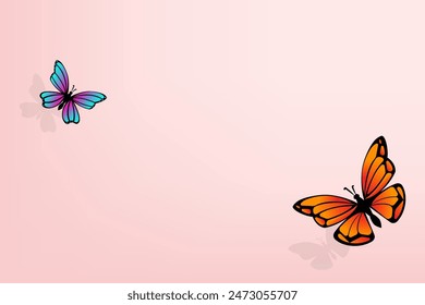 Colorful butterfly on pink background
