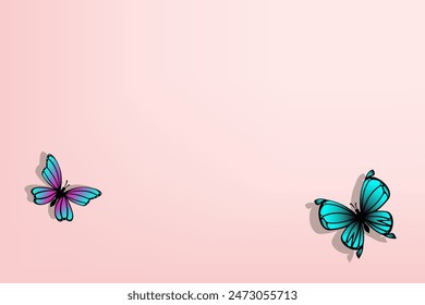 Colorful butterfly on pink background