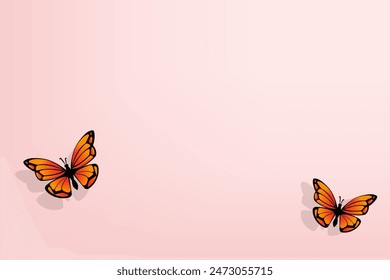 Colorful butterfly on pink background