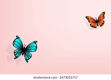 Colorful butterfly on pink background