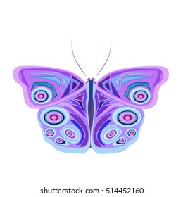 Colorful butterfly on white background, vector illustration