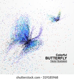 Colorful butterfly particles, vector illustration.