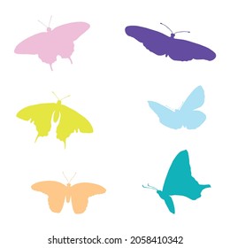 colorful butterfly patterns on white background, vector, decorative, textile, fabric, backdrop, design
