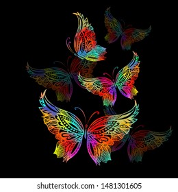 Colorful butterfly of patterns. Vector illustration
