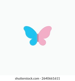 Colorful Butterfly with Pink and Blue Wings on White
