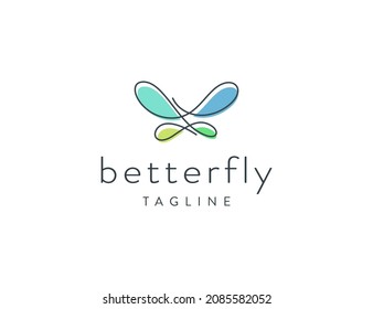 Colorful butterfly pun logo design