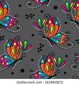 colorful butterfly seamless pattern, can be used for textile,  background, book cover, packaging