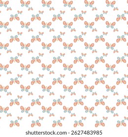 Colorful Butterfly Seamless Pattern Design on White Background