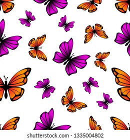 Colorful Butterfly seamless pattern isolated on white background vector illustration eps 10 