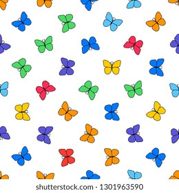 colorful butterfly seamless pattern on white background. flat vector illustration easy to edit and customize. eps10