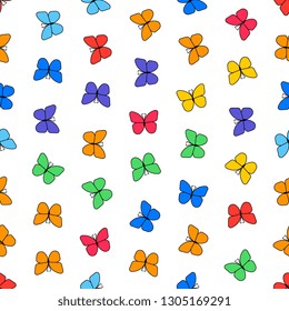 colorful butterfly seamless pattern on white background. flat vector illustration easy to edit and customize. eps10