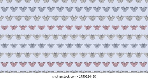 Colorful butterfly seamless repeat pattern vector background, spring wallpaper with butterflies.