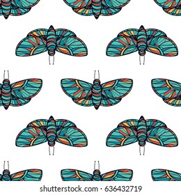 Colorful butterfly seamless vector background