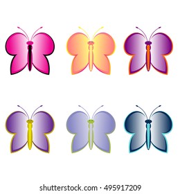 colorful butterfly set
