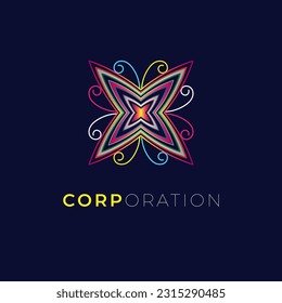 colorful butterfly shape logo design