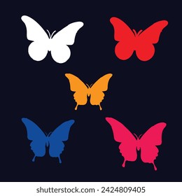 colorful butterfly silhouettes design set