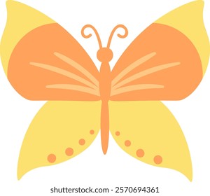 Colorful butterfly with spread wings, featuring a vibrant mix of yellow and orange hues, creating a visually appealing representation of nature s beauty