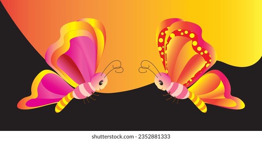 colorful butterfly vector -  Butterflies represents symbol of summer and nature beauty - cute butterfly vector symbol - butterfly side view