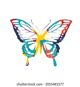 Colorful butterfly vector illustration background. Nature inspired, flying insect, moth poster