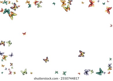 Colorida Ilustración vectorial de mariposa. Las mariposas vibrantes y caprichosas en varias poses agregan un toque alegre y animado a cualquier proyecto de diseño. Perfecto para obras de arte, fondos y papelería de los niños.