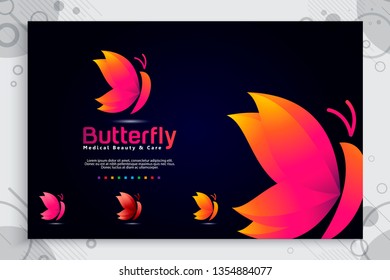 colorful butterfly vector logo design with modern style , illustration abstract of butterfly for digital creative template and beauty medical care company.