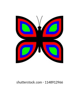Colorful butterfly vector on white background.