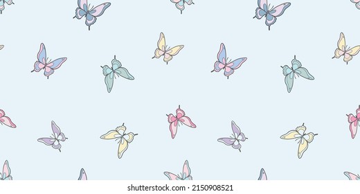 Colorful butterfly vector pattern, repeat background
