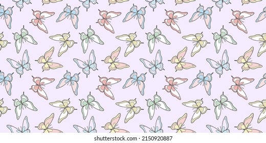 Colorful butterfly vector pattern, repeat background