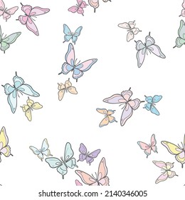 Colorful butterfly vector pattern seamless repeat background.