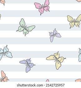 Patrón vectorial de mariposa colorida que se repite el fondo sin fisuras.