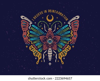 Colorful butterfly vintage mandala illustration