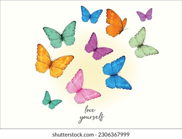 colorful butterfly watercolor paint vector
