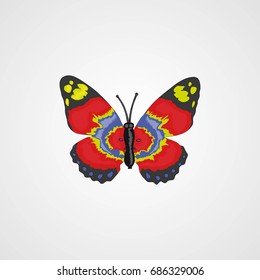 Colorful Butterfly with White Background, Vector, Illustration, Eps File