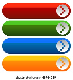 Colorful button, banner background shapes in 4 bright colors
