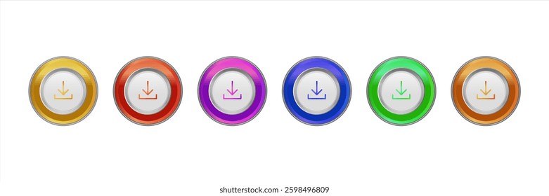 Colorful button with download icon.
