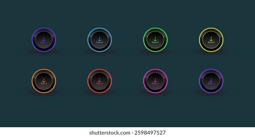 Colorful button with download icon.