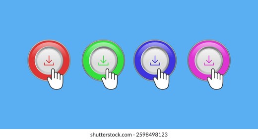 Colorful button with download icon.
