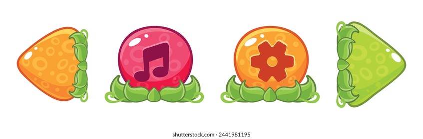 Colorful Button as Mobile Game Design Elements Vector Set
