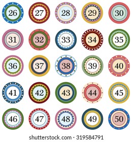 Colorful Button with numbers on white background