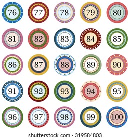 Colorful Button with numbers on white background