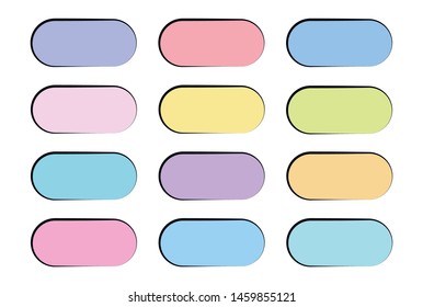 colorful button set on white background.