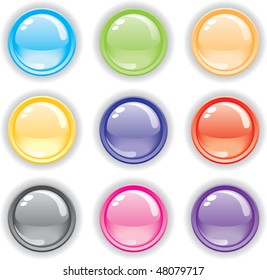 Colorful button set. Vector illustration (EPS8). All parts (object) closed, possibility to edit.  Without a transparency. Isolated on a white background.