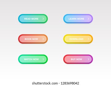 Colorful button set for websites or online usage, vector illustration