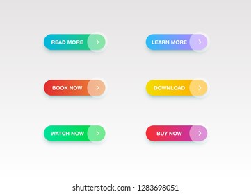 Colorful button set for websites or online usage, vector illustration